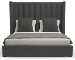 Aylet Vertical Channel Tufting Queen or King Bed in Charcoal