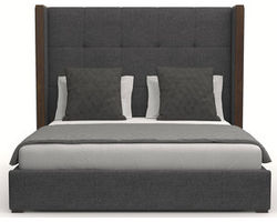 Irenne Button Tufted Queen or King Charcoal Bed
