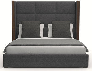 Irenne Square Tufted Queen or King Charcoal Bed