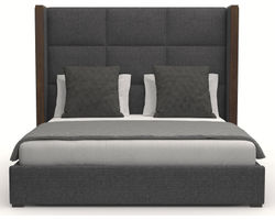 Irenne Square Tufted Queen or King Charcoal Bed