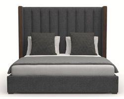 Irenne Vertical Channel Tufting Queen or King Charcoal Bed