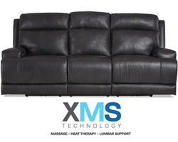 Carthage Leather Reclining Sofa w/ XMS Heat, Massage and Lumbar + Free Power Headrest