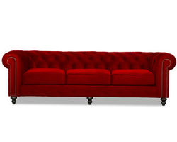 London Tufted Sofa in Red - 72&quot; - 90&quot; - 103&quot;