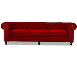 London Tufted Sofa in Red -  72" - 90" - 103"