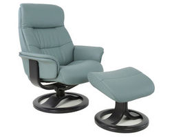 Anne R Swivel Recliner and Ottoman (Made to order leathers)