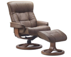 Bergen R Swivel Recliner and Ottoman (Made to order leathers)