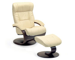 Manjana C Swivel Recliner and Ottoman (Made to order leathers)