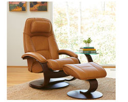 Admiral C Swivel Recliner and Ottoman (Made to order leathers)