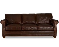 Cabrillio Leather 94&quot; Nailhead Sofa with Down Cushions (Made to order leathers)