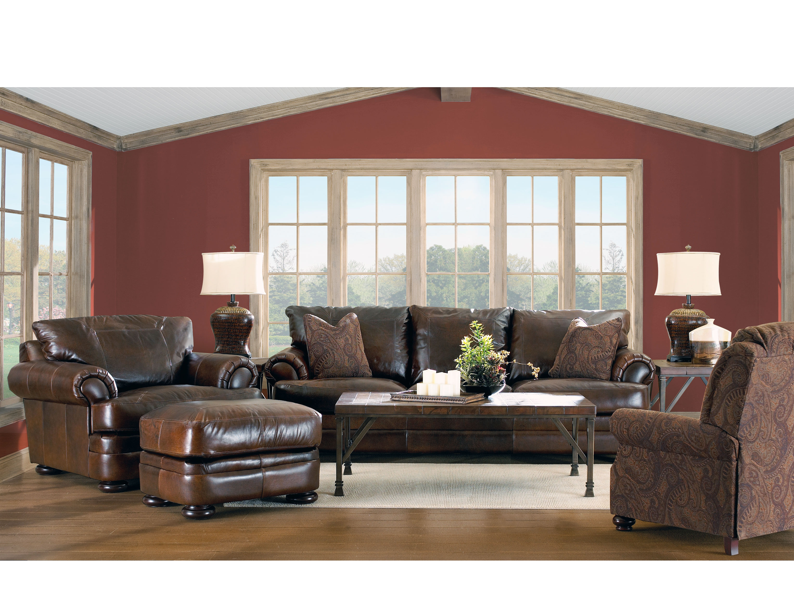 Montezuma Leather Sofa with Down Blend Cushions (92