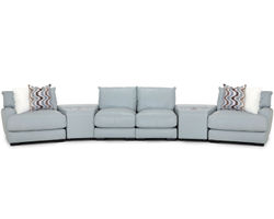 Valentia 909 Stationary Leather Sectional with Wireless Charging (Includes Pillows)