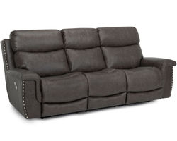 Brixton 647 Reclining Sofa (94") Steel Faux Leather Like Fabric