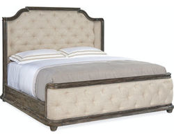 Traditions King Upholstered Panel Bed (Dark Finish)
