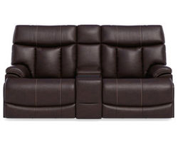 Clive Leather Power Reclining Loveseat with Console and Power Headrests and Lumbar (375-70)