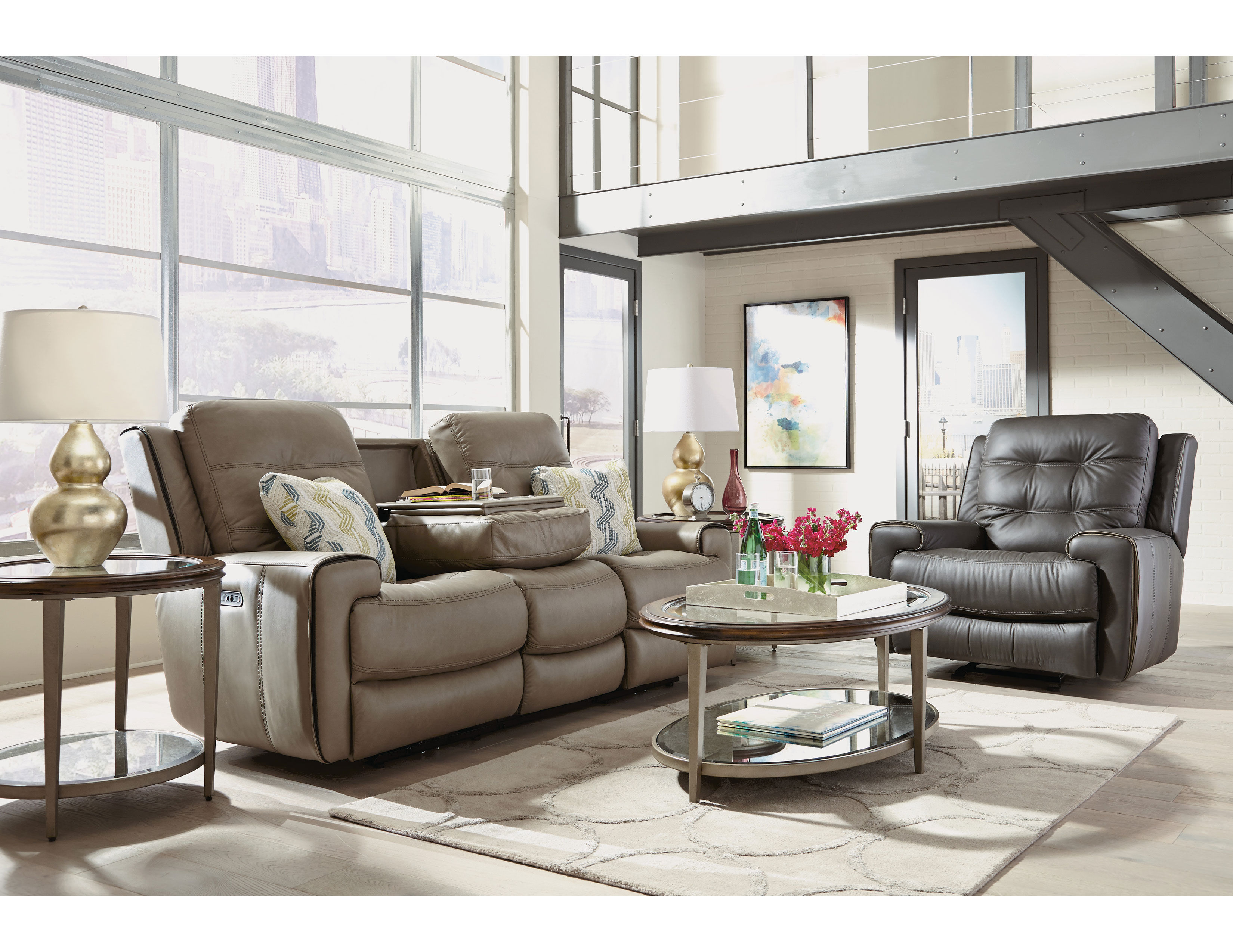 Wicklow Leather Power Reclining Sofa with Power Headrests 326 82 Sofas and Sectionals