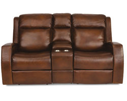 Mustang Power Reclining Loveseat with Console and Power Headrests
