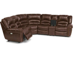 Town Leather Power Reclining Sectional with Power Headrests (048-54)