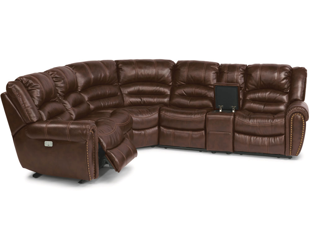Town Leather Power Reclining Sectional with Power Headrests (048-54 ...