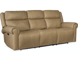 Oberon Leather Zero Gravity Power Sofa with Power Headrest (Sand)
