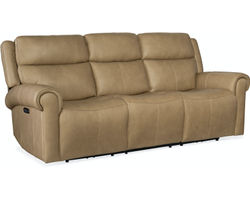 Oberon Leather Zero Gravity Power Sofa with Power Headrest (Sand) In stock