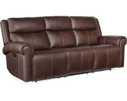 Oberon Leather Zero Gravity Power Sofa with Power Headrest (Walnut)