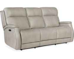 Rhea Leather Zero Gravity Power Recline Sofa with Power Headrest (Ash)