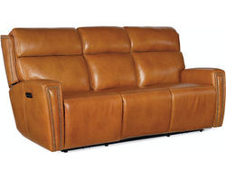 Ruthe ZeroGravity Power Sofa w/Power Headrest &amp; Hidden Console (Honey Top Grain Leather)
