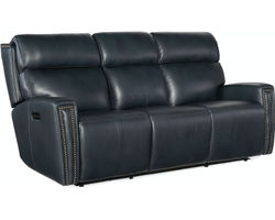 Ruthe ZeroGravity Power Sofa w/Power Headrest & Hidden Console (Denim Top Grain Leather) In stock