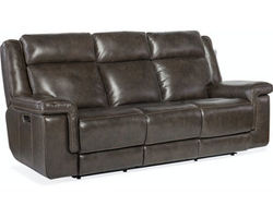 Montel Lay Flat Leather Power Sofa with Power Headrest &amp; Lumbar (Cocoa)