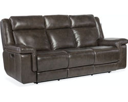 Montel Lay Flat Leather Power Sofa with Power Headrest & Lumbar (Cocoa)