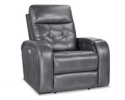 Claremont Power Recliner w/Power Head Rest, Power Lumbar, Wireless Charger &amp; Cupholder (Lay Flat) Storm