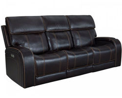 Glenwood Leather Sofa w/Power Recline, Power Head Rests &amp; Power Lumbar (Lay Flat) Walnut