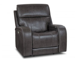 Glenwood Power Recliner w/Power Head Rest & Power Lumbar (Lay Flat) Steel - In stock