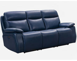 Micah Leather Power Headrest Power Reclining Sofa (Blue)