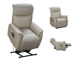 Leighton Power Lift Recliner w/Power Head Rest & Power Lumbar (Cream) 350 lbs. - In stock