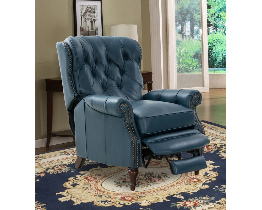 Barcalounger Kendall Barcalounger Blue Leather Recliner