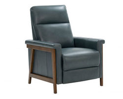 Lewiston All Leather Push Thru The Arms Recliner (Blue Gray)