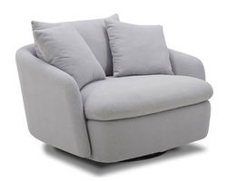 Boomer Large Swivel Chair w/ 2 Toss Pillows (Dove Grey)
