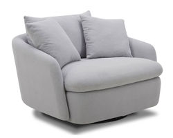 Boomer Large Swivel Chair w/ 2 Toss Pillows (Dove Grey) In stock - Fast shipping