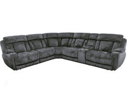Dalton 6 Piece Modular Power Reclining Sectional with Power Headrests and Entertainment Console (Charcoal)