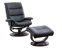 Knight Pedestal Reclining Swivel Fabric Chair and Ottoman Black (In stock - Fast shipping)