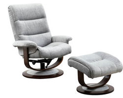 Knight Silver Reclining Swivel Chair and Ottoman