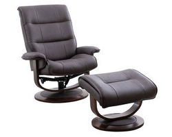 Knight Chocolate Reclining Swivel Chair and Ottoman