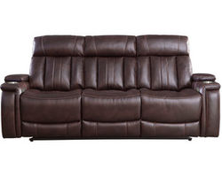 Royce 88&quot; Power Headrest Power Reclining Sofa w/ Dropdown Table (Leather like fabric brown)