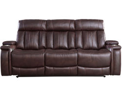 Royce 88" Power Headrest Power Reclining Sofa w/ Dropdown Table  (Leather like fabric brown) In stock - Fast shipping