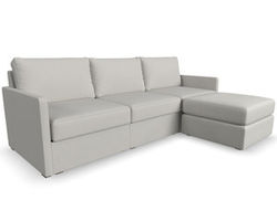 Flex Sofa with Narrow Track Arms and Ottoman - Performance Fabric - 7 Day Delivery (Frost)