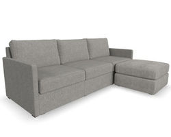 Flex Sofa with Narrow Track Arms and Ottoman - Performance Fabric - 7 Day Delivery (Pebble)