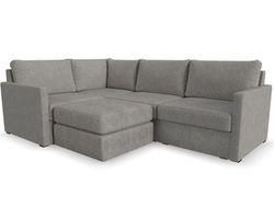 Flex 4 Seat Sectional with Narrow Track Arms and Ottoman - Performance Fabric - 7 Day Delivery (Pebble)