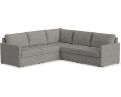 Flex 5 Seat Sectional with Narrow Track Arms - Performance Fabric - 7 Day Delivery (Pebble)