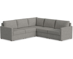 Flex 5 Seat Sectional with Narrow Track Arms - Performance Fabric - 7 Day Delivery (Pebble)